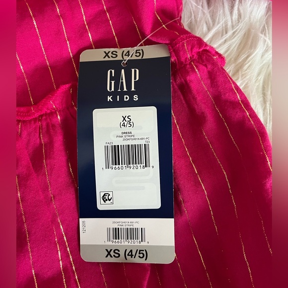 {GAP} Striped Tiered Dress in Pink & Gold - Girls XS (4/5) - NWT - Picture 11 of 11